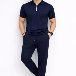 men's blue slim fit track suit set