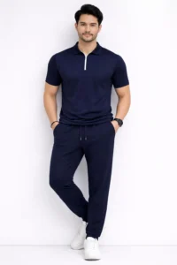 men's blue slim fit track suit set